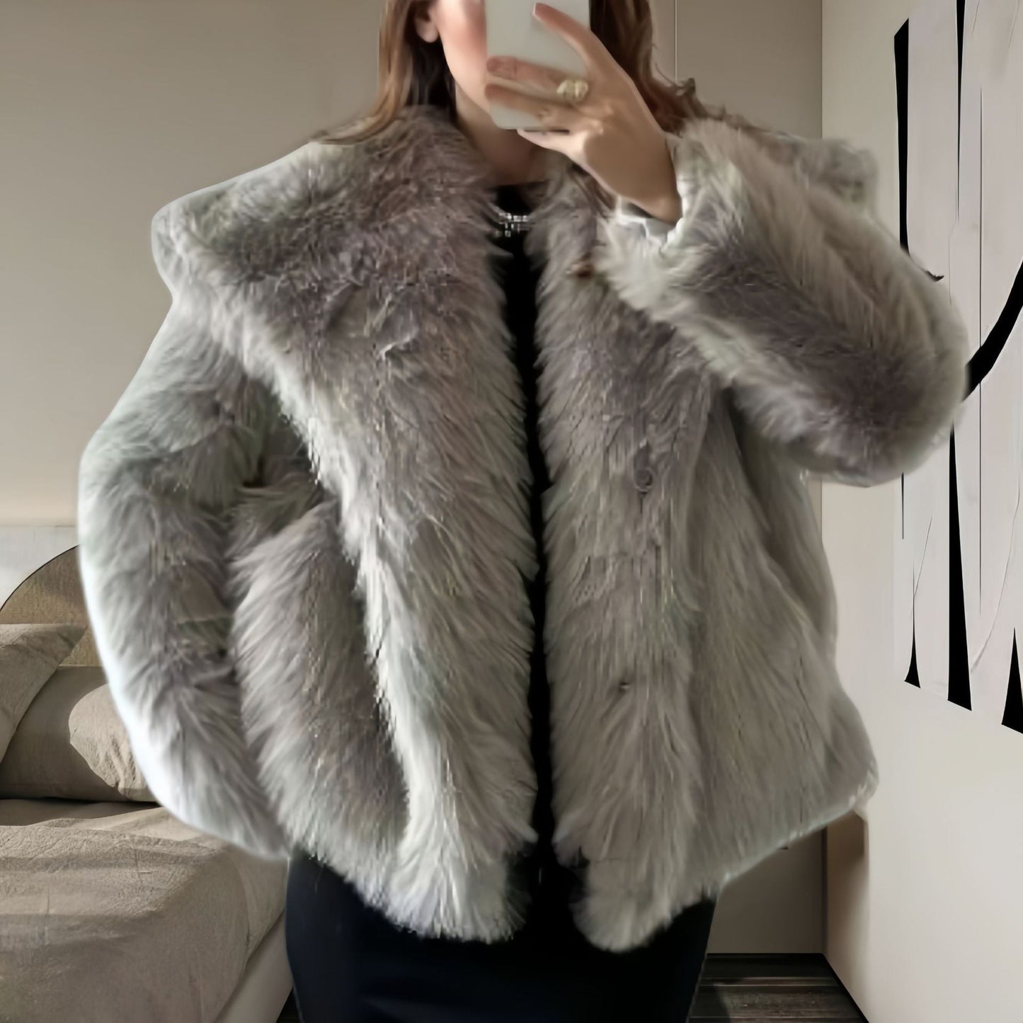 Damenweich Pelzjacke Elegant Lang
