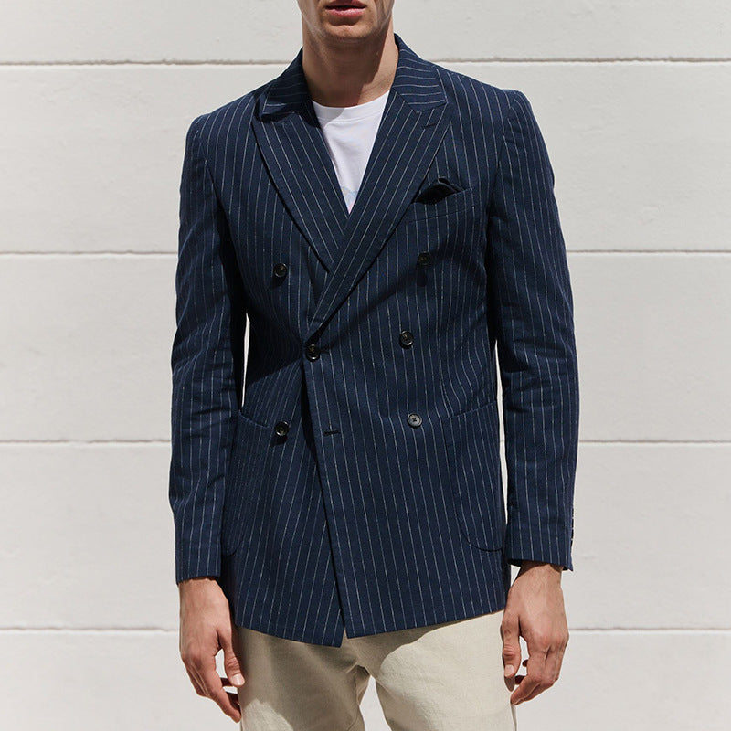 Herren Blazer Taillierte Passform Nadelstreifen Elegant - IdealeKleiden
