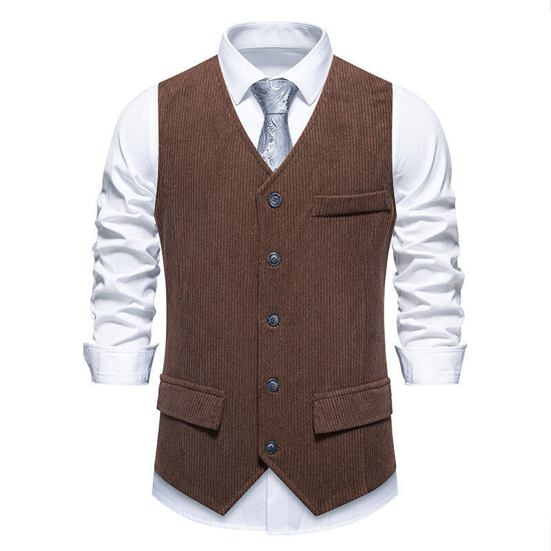 Herren Anzugweste Klassisch Herringbone Design Praktisch