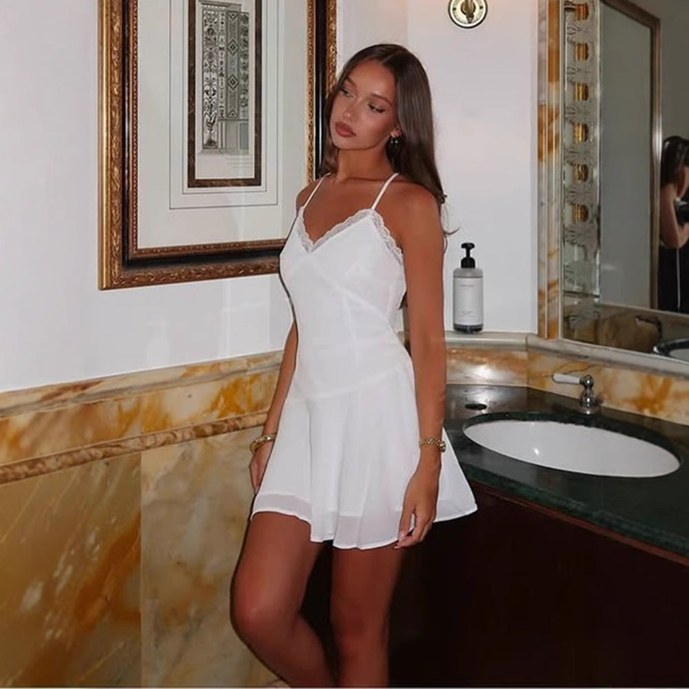Damen Nachthemd Spitze Elegant Nachtbekleidung - IdealeKleiden