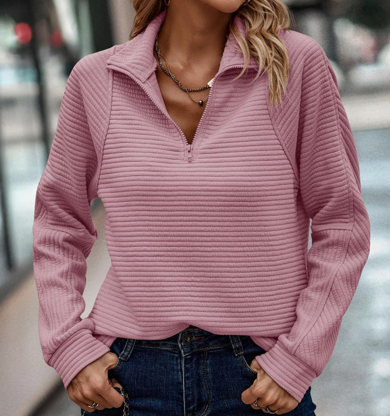 Stylischer Pullover Mit Kragen Reißverschluss