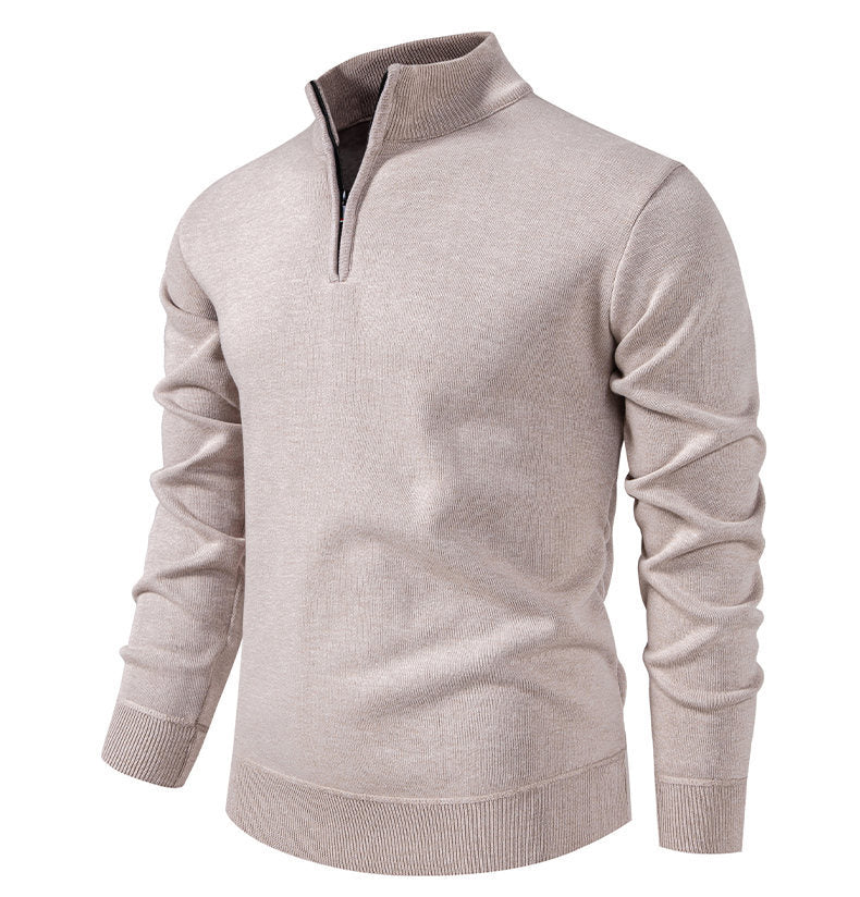 Herren Strickpullover Kurz Reißverschluss Hochkragen Elegant