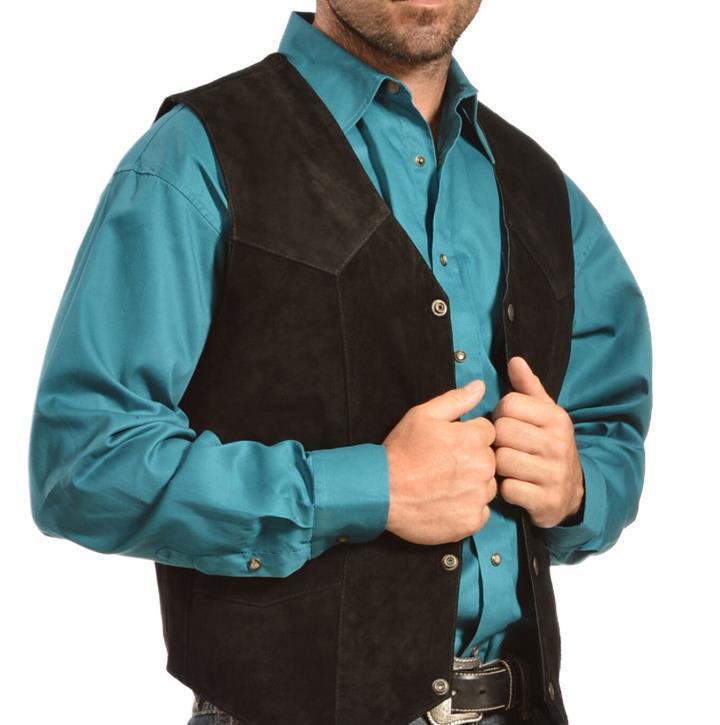 Herren Lederweste Modern mit Taschen und Knopfverschluss