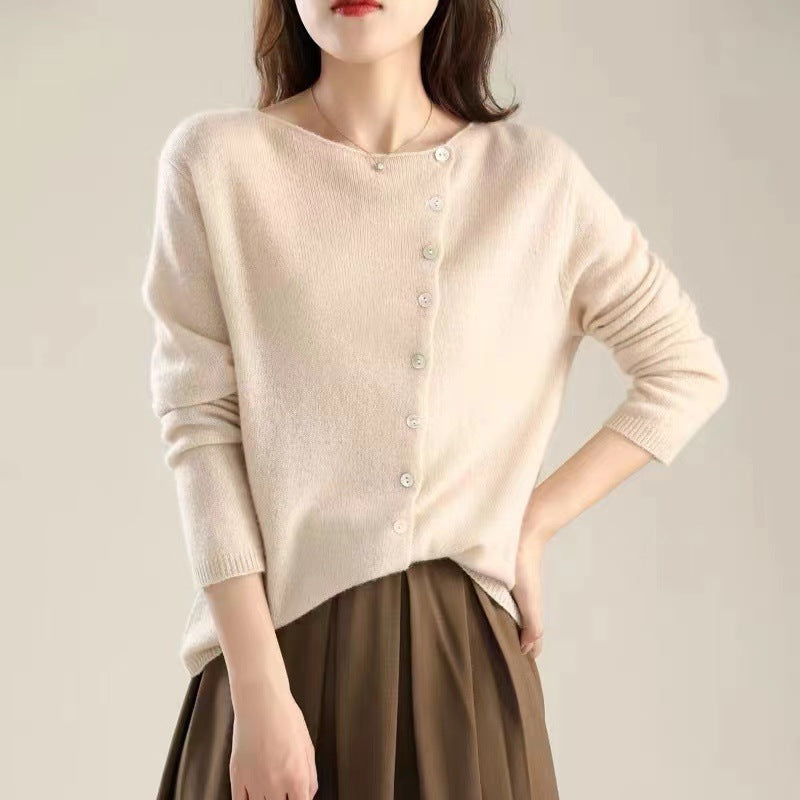 Eleganter Langarm-Pullover mit Knöpfen Damen