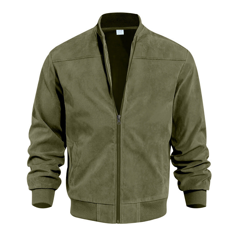 Herren Lederjacke Sportlich Bomber Style Elastisch