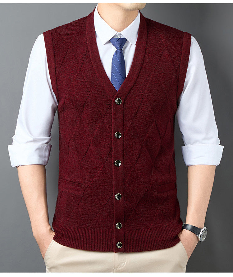 Herren Strickweste Klassisch Rautenmuster Elegante Optik