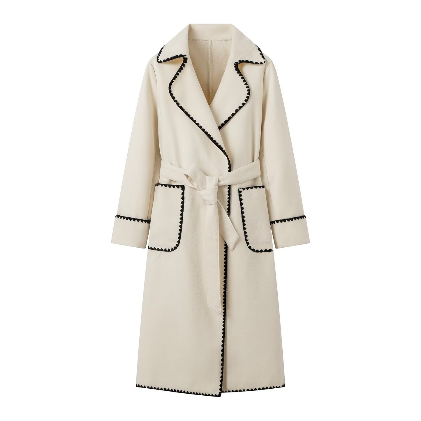 Damen Übergangsjacke Elegant Gürtel Luxus Taschen