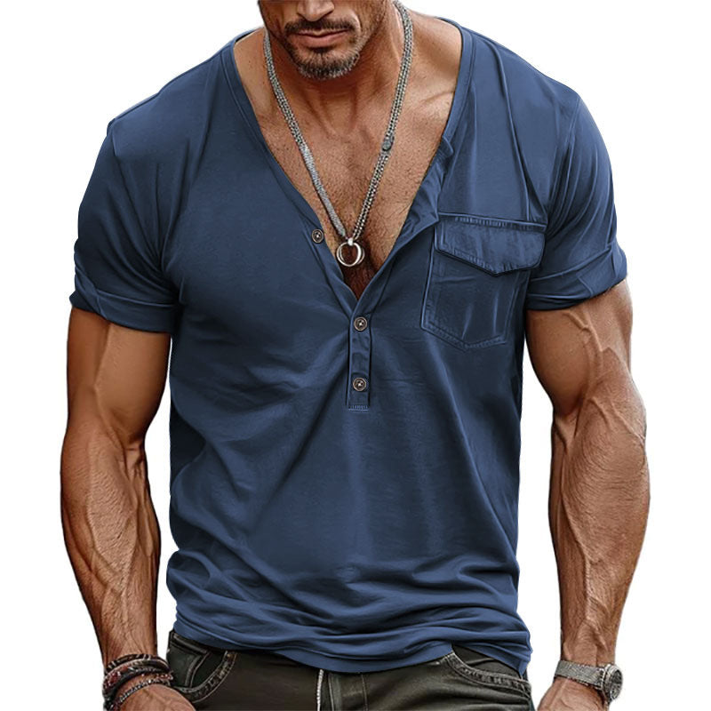 Herren T-Shirt Kurzarm Modern Schnitt Mit Brusttasche