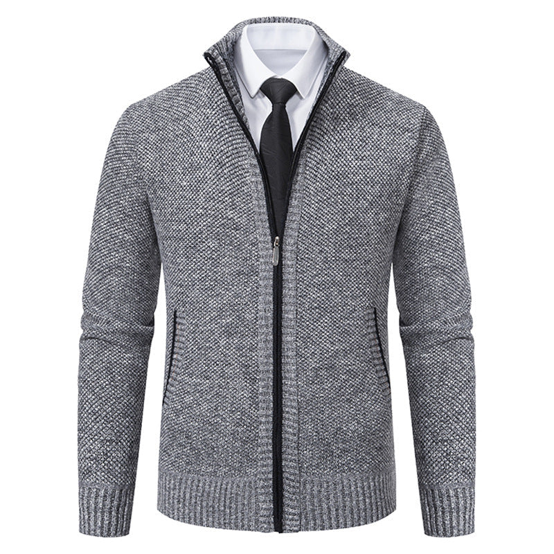 Herren Strickjacke Elegant Hochkragen Reißverschluss