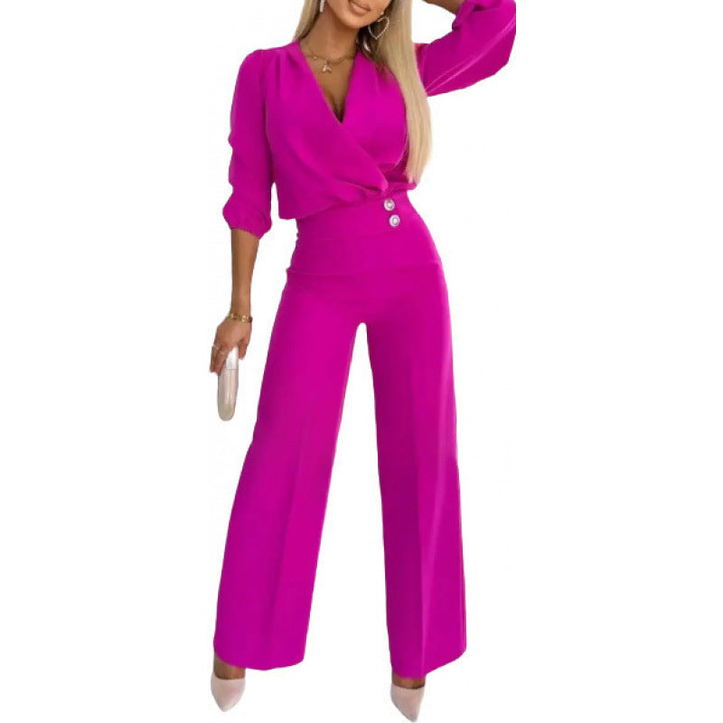 Damen Jumpsuit Elegant Weite Beine Abendkleid