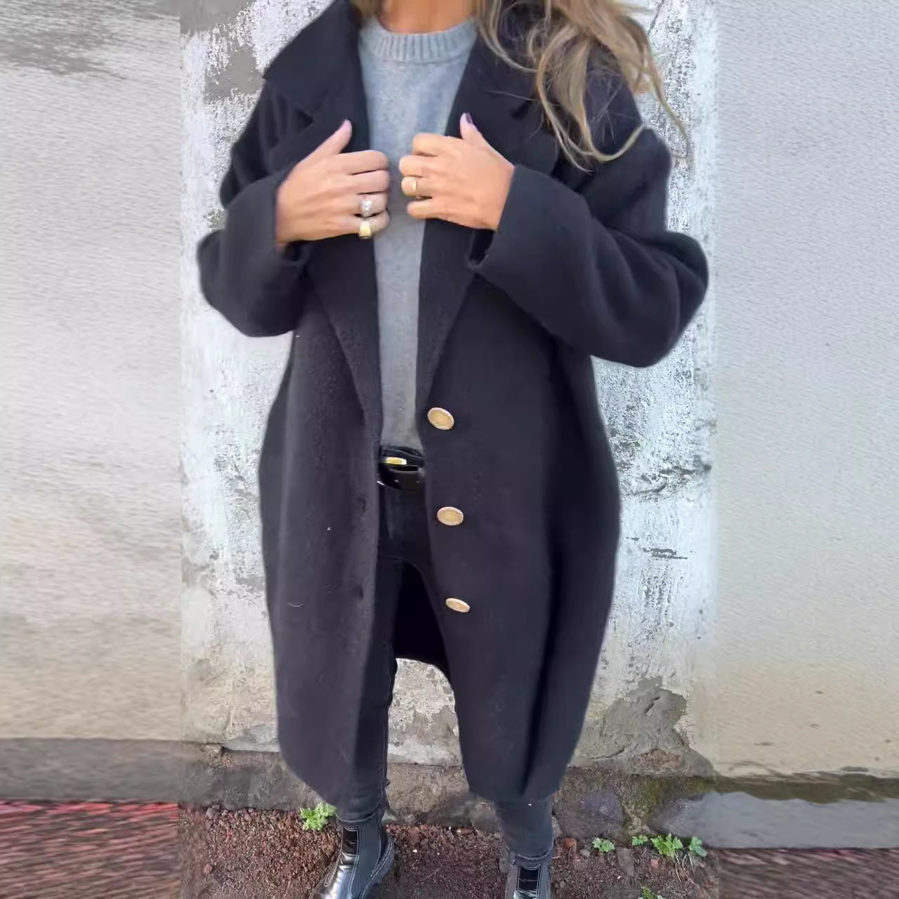 Damen Wollmantel Oversized Elegantes Design