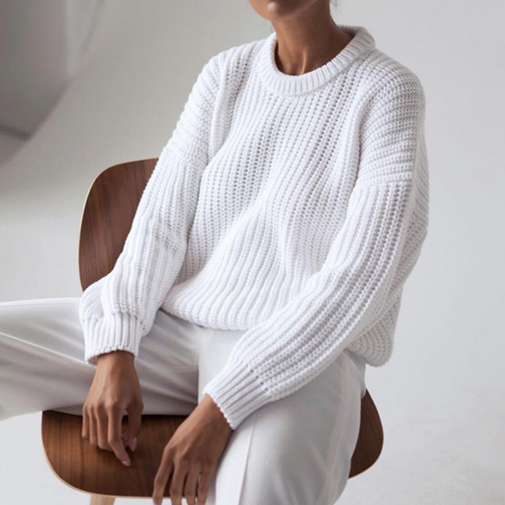 Damen Pullover Lässig Voluminös Grobstrick