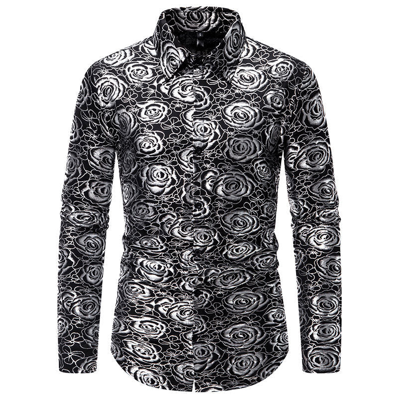 Herren Langarmhemd Floral Gold-Eleganz