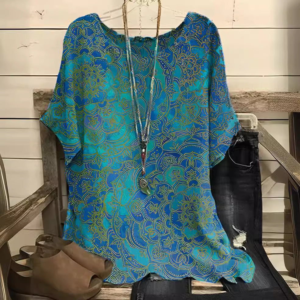 Damen Sommerbluse Leicht Blumenmuster - IdealeKleiden
