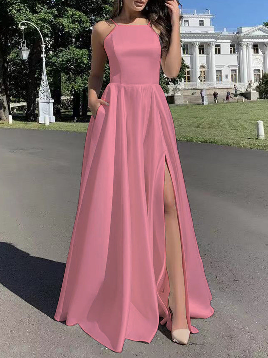 Elegantes Abendkleid Damen Lange Träger Schmal