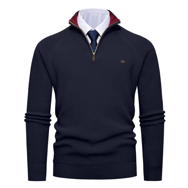 Herren Strickpullover Elegant Stehkragen Reißverschluss