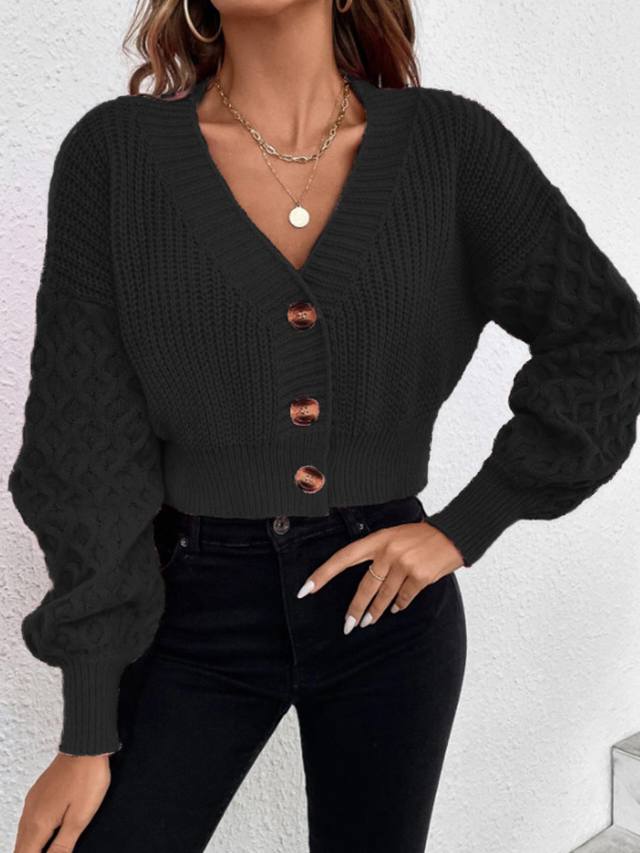 Damen Strickjacke Kabelmuster Elegant Schnitt