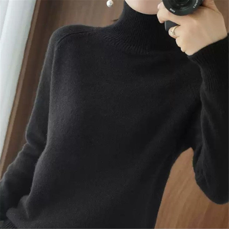 Damen Merinowollpullover Weich Rollkragen Eleganz
