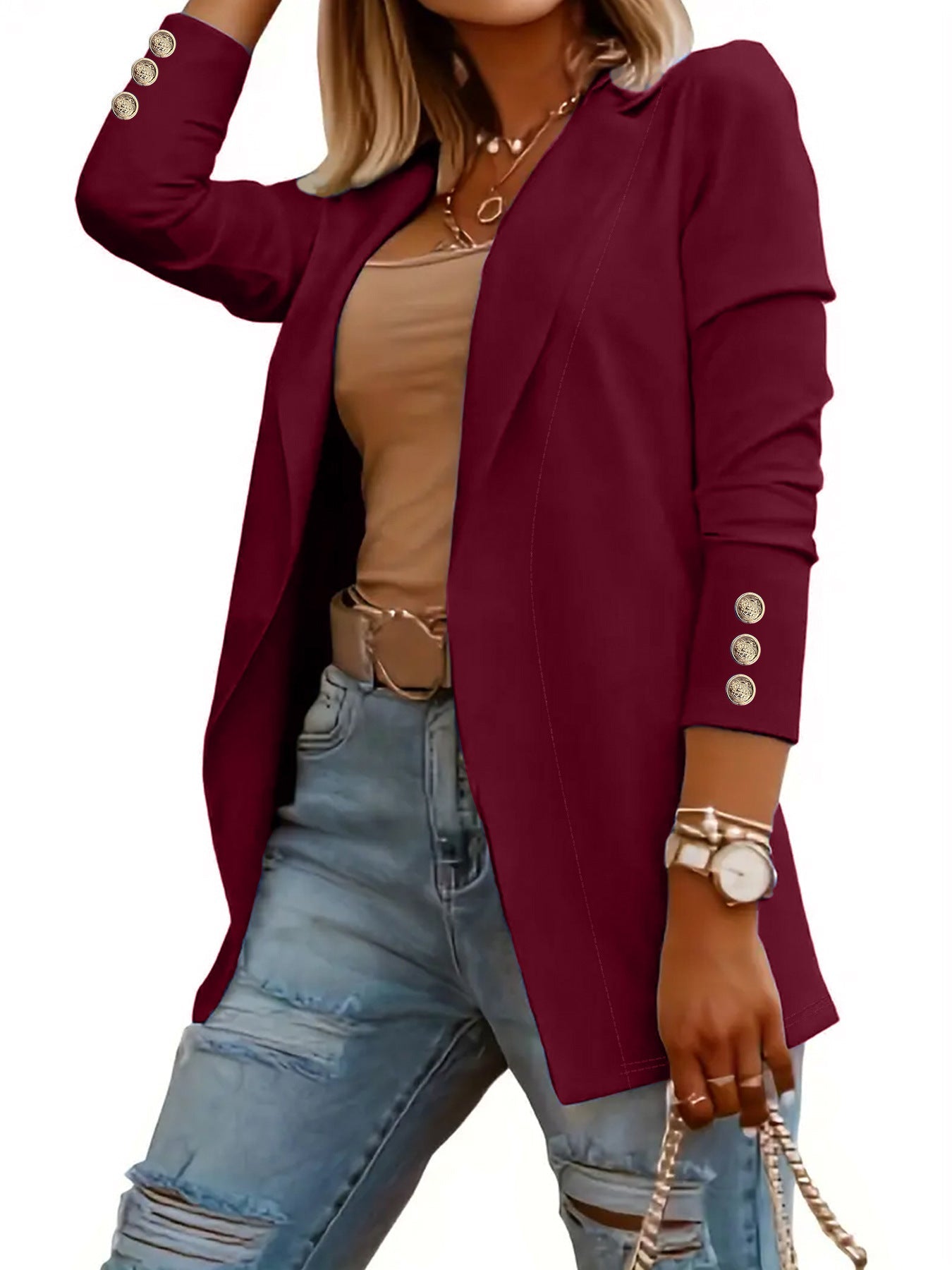 Damen Blazer Elegant Taille Schlank