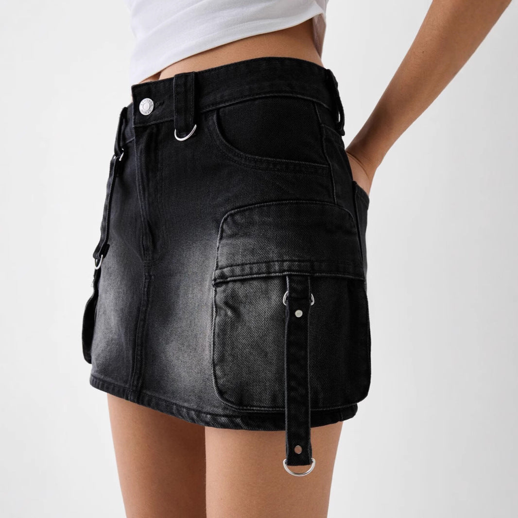 Damen Cargo-Rock Lässig Modern Mit Taschen