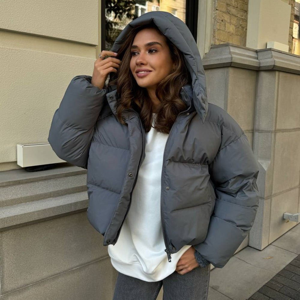 Stylische Puffjacke Kurz Kapuze - IdealeKleiden