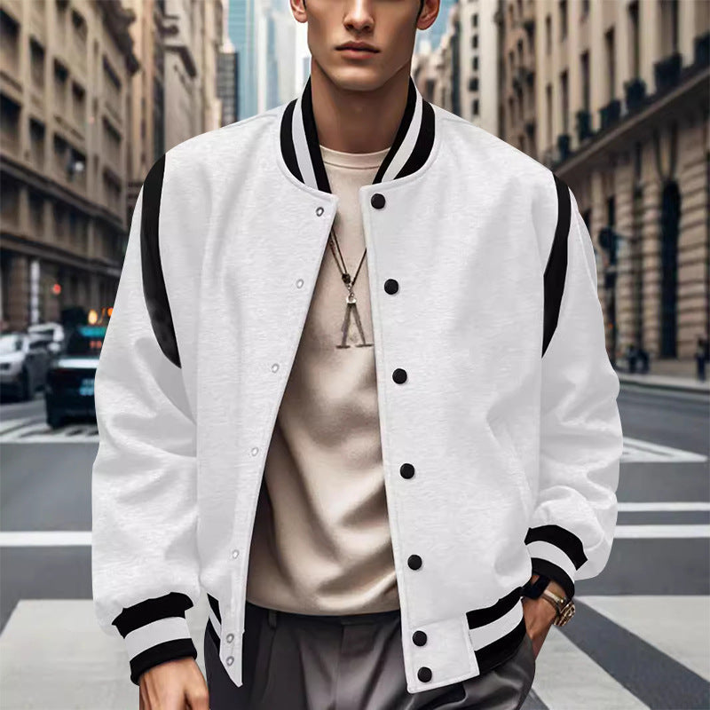 Herren Retro Collegejacke Sportlich Kontrast Ärmel