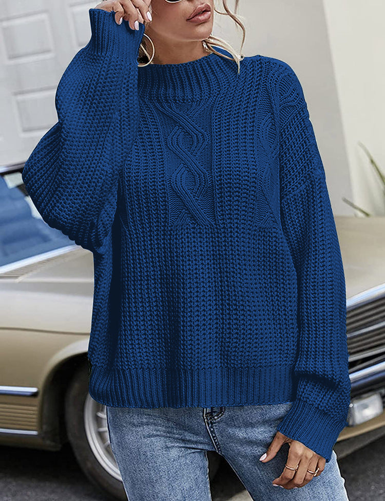 Damen Strickpullover Lässig Rundhals Großzügig