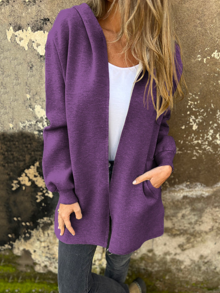 Bequeme Hoodie Relaxed Fit mit Reißverschluss und Taschen