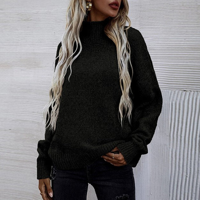 Damen Rollkragenpullover Einfarbig Herbst