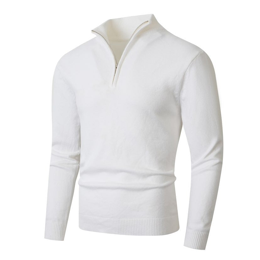 Herren Pullover Modern Halbzipper Strukturstoff