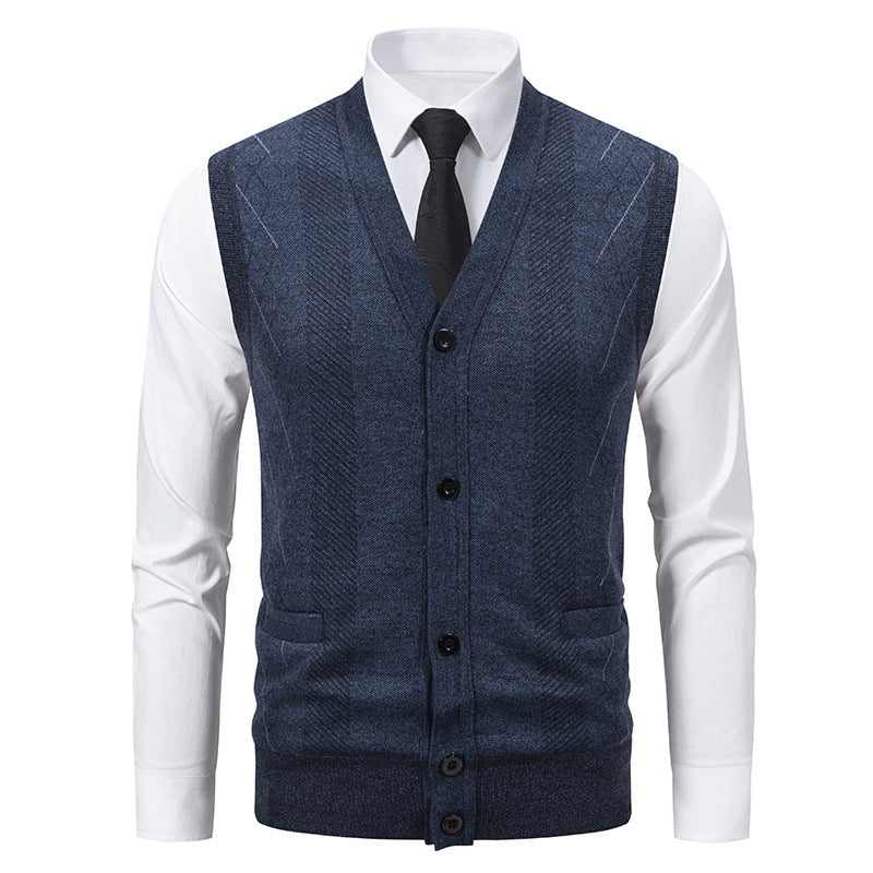 Herren Strickjacke Klassisch V-Ausschnitt Zopfmuster