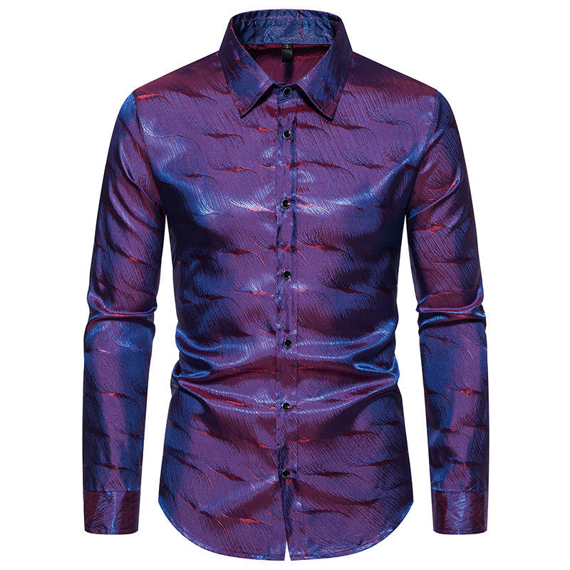 Herren Hemd Elegant Wellenmuster Langarm