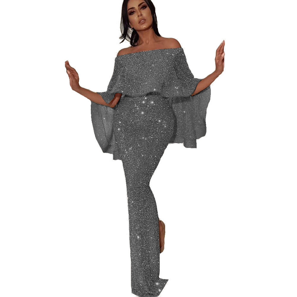 Damen Abendkleid Schulterfrei Elegant Lang