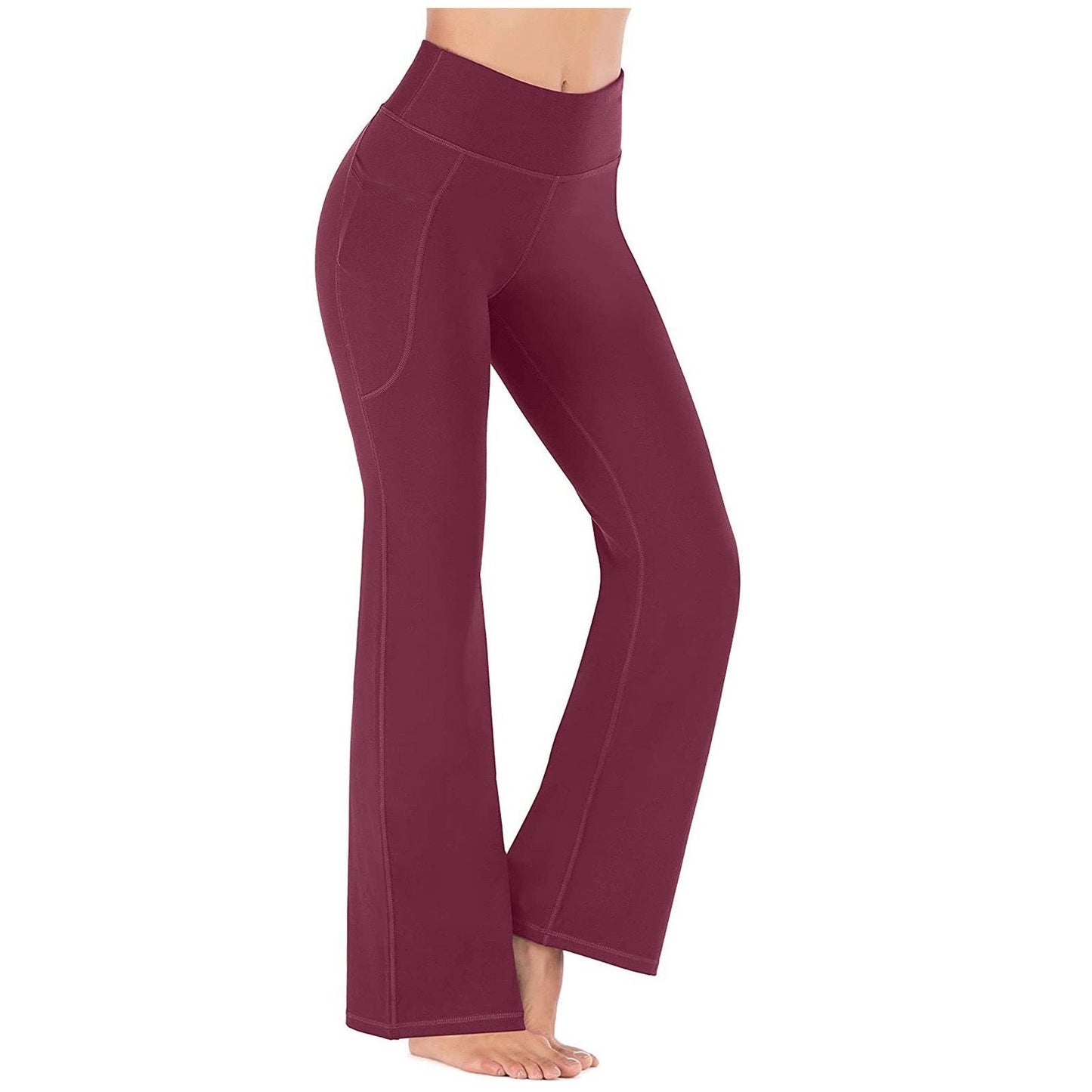Damen Sportleggings Hoch Bund Bequem Mit Seitentaschen