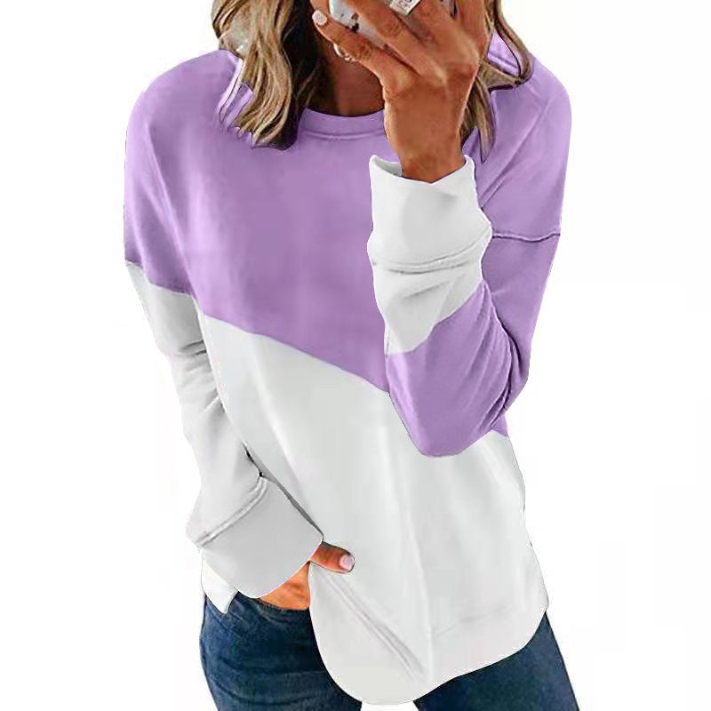 Damen Sweatshirt Trendy Farbblock Rundhals
