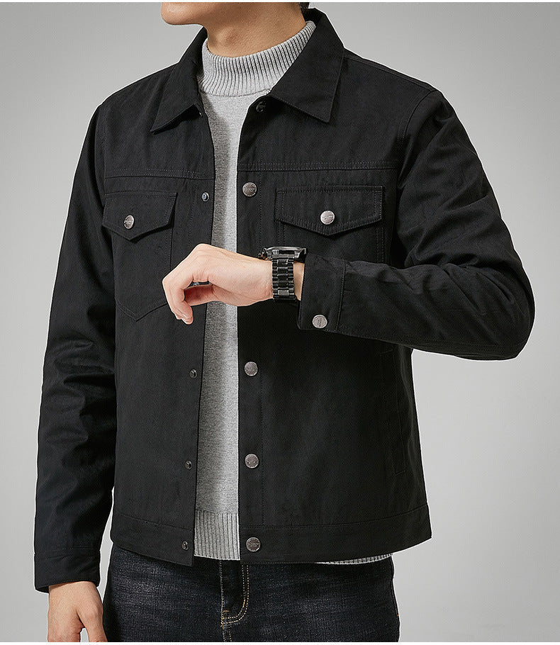 Herrenjacke Kunstleder Elegant mit Knöpfen und Brusttasche