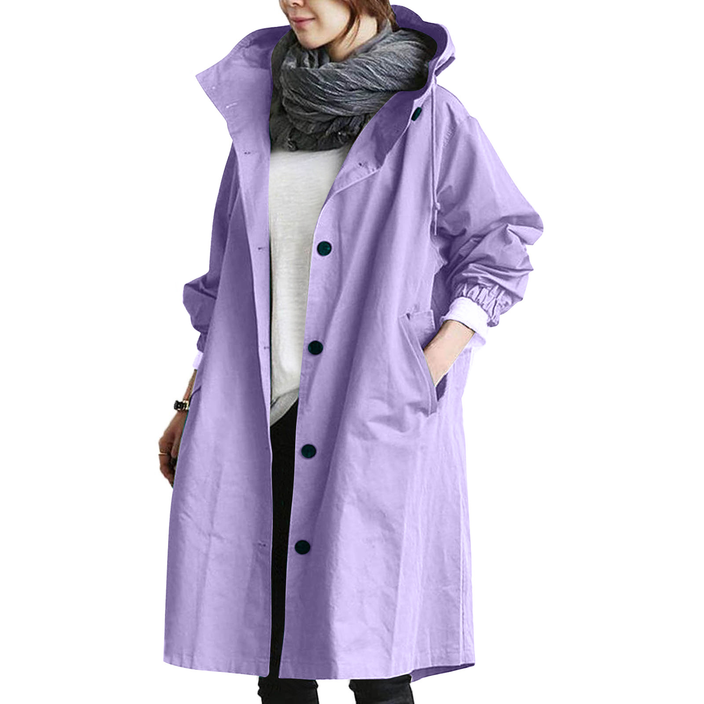 Damen Oversized Trenchcoat Kapuzenmantel Stilvoll