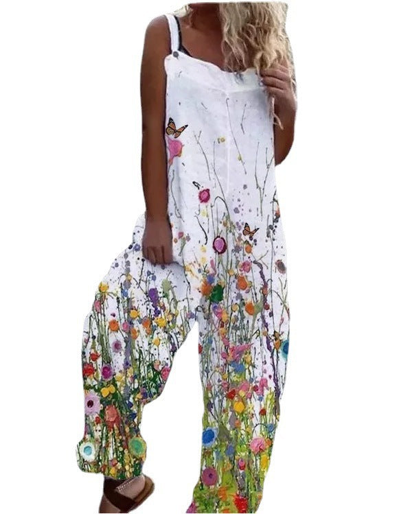 Damen Overall Blumenmuster Elegant Sommerkleidung