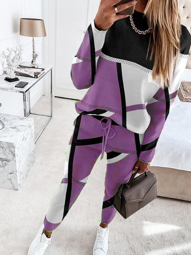 Damen Sportliche Lounge-Set Geometrisch Trendy