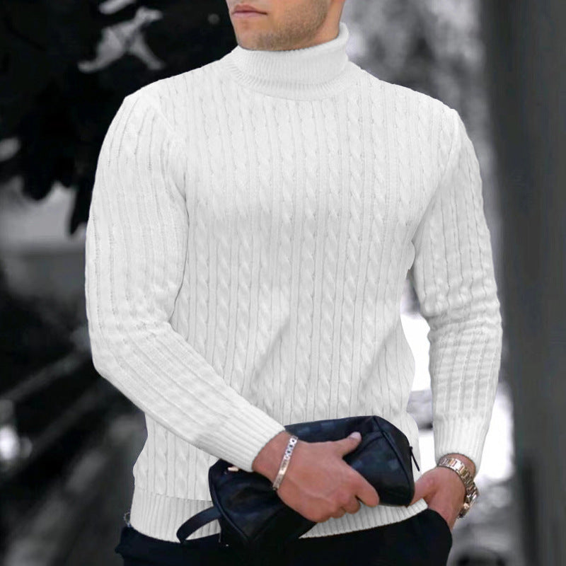 Herren Rollkragenpullover Elegantes Zopfmuster Design
