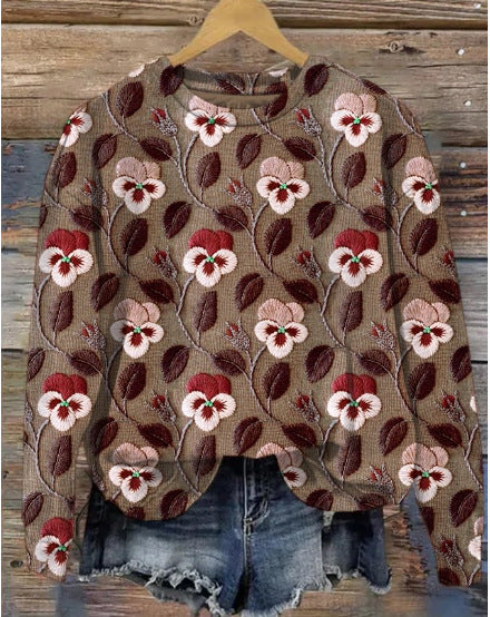 Modischer Floral Pullover Lässig Chic