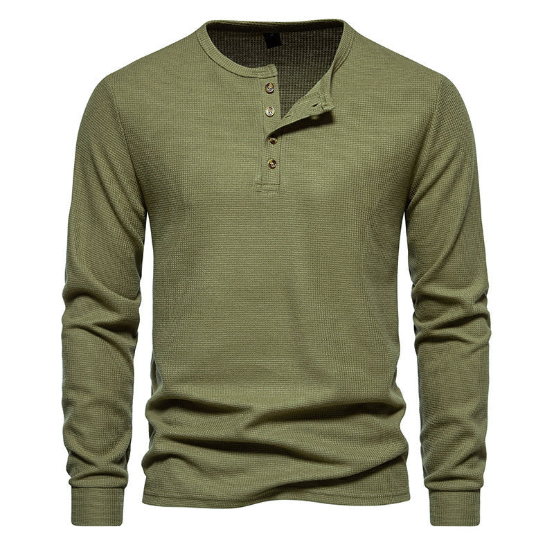 Herren Langarmshirt Strukturiert Knopfleiste Modern Style