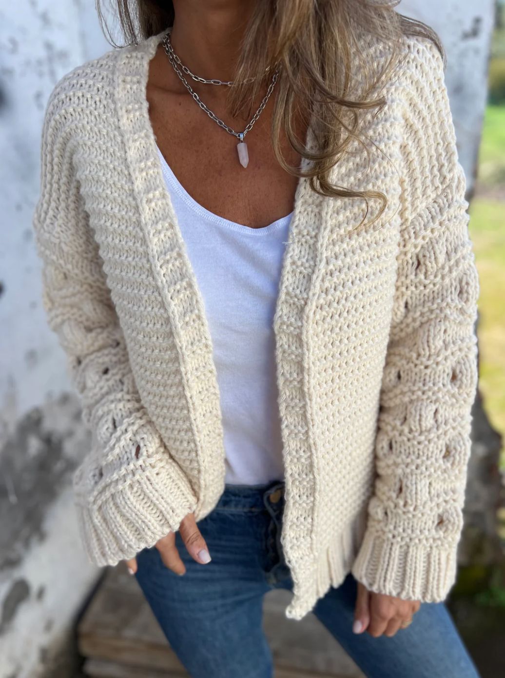 Damen Strickjacke Übergröße Blumenmuster