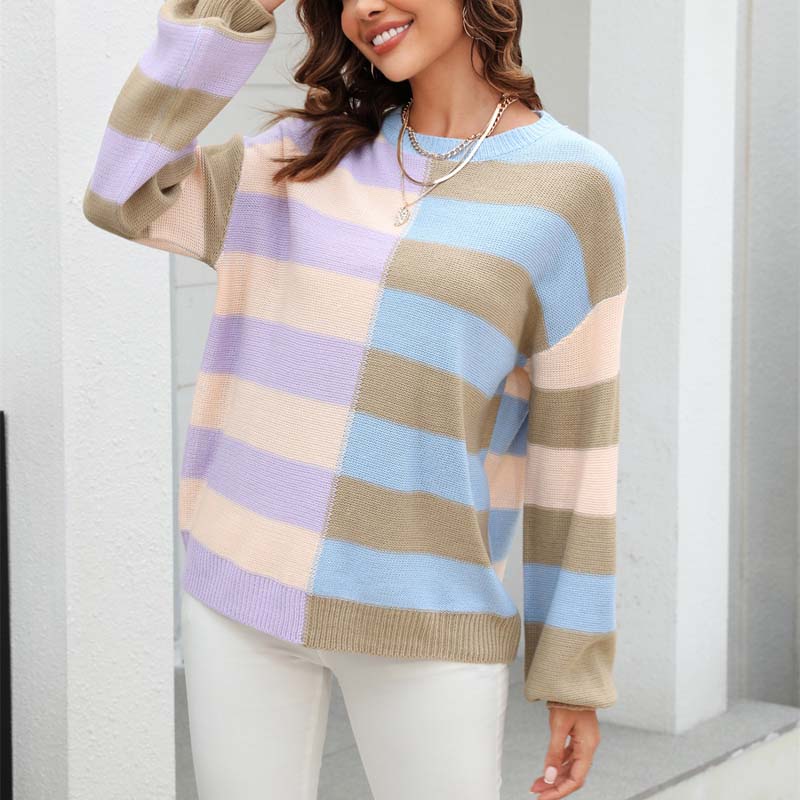 Farbiger Strickpullover Modern Gestreift