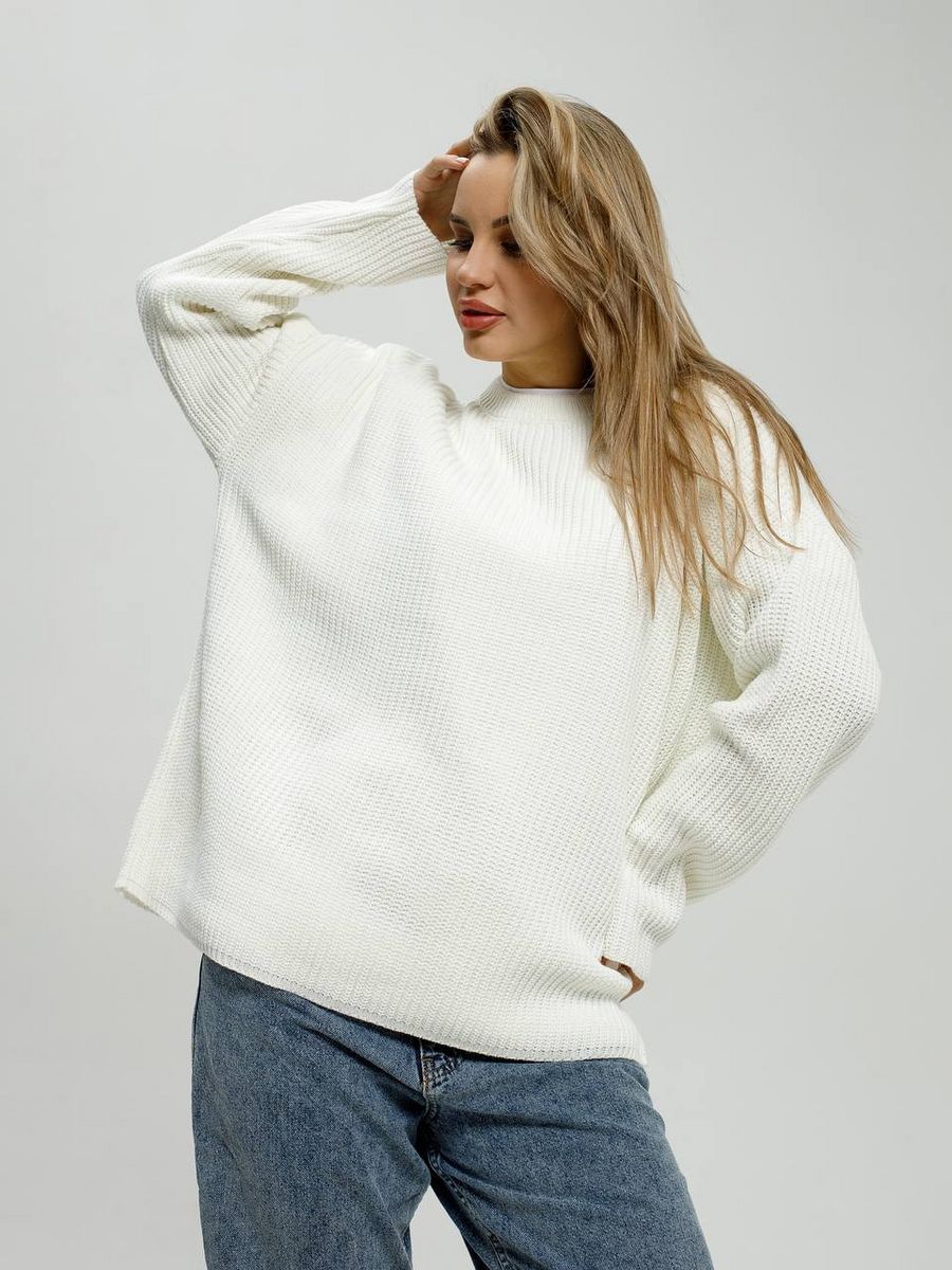 Damen Pullover Grobgestrickt Bequem Rundhals