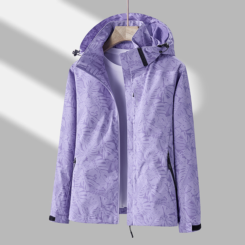 Damen Winterjacke Kapuze Blumenmuster