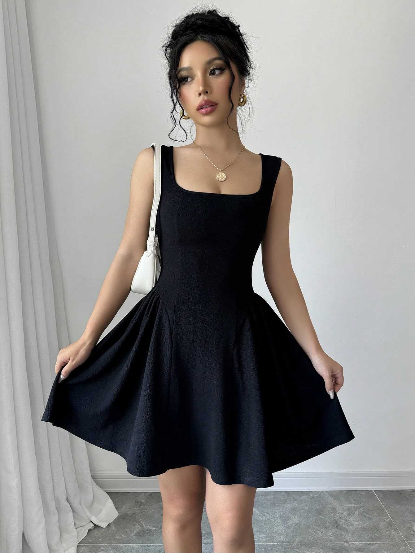 Damen A-Linie Kleid Elegant V-Ausschnitt Fließend