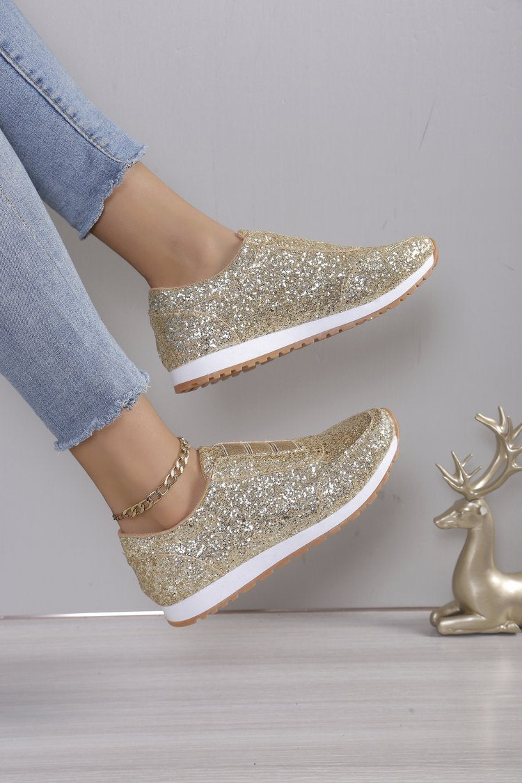 Damen Glitzer Schuhe Sneaker Elegant Chic