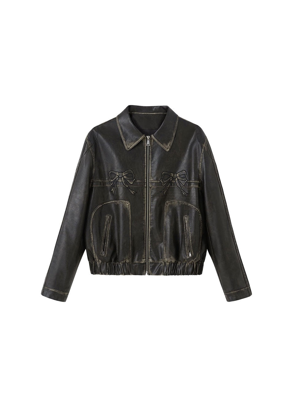 Stilvolle Lederjacke Damen Schnellverschluss