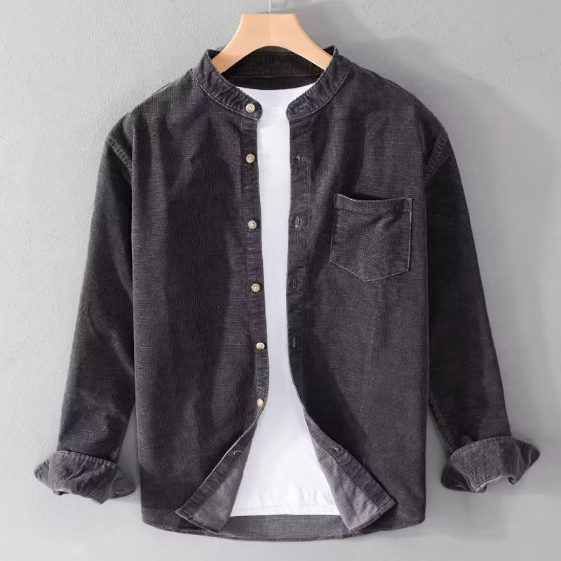 Herren Hemden Slim Fit Mandarin Kragen Elegantes Design